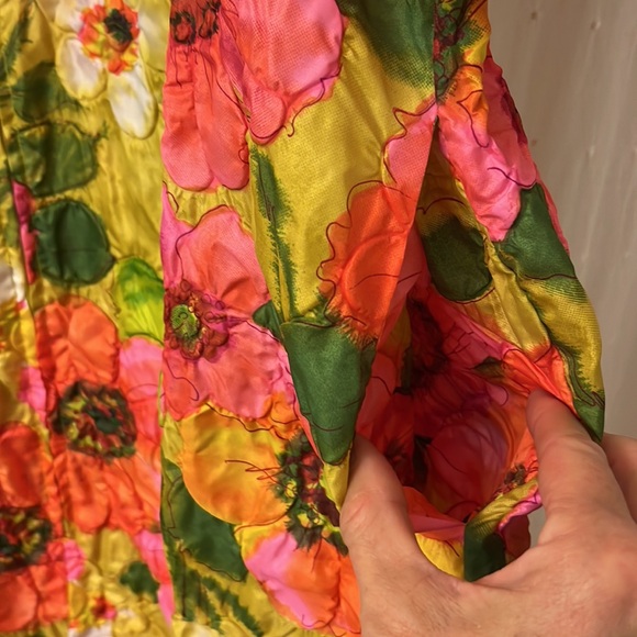 Vintage Embossed Floral 3/4 Zip Front House Coat Lounger Muumuu Dress Size M - Picture 8 of 14